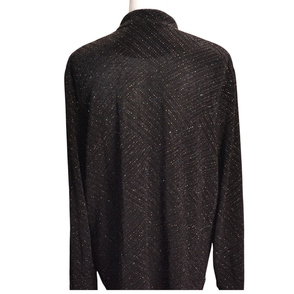 ALEX EVENINGS Womens Black Sequin Sparkle Zipper Jacket Cardigan‎ Top 1X - Picture 3 of 6